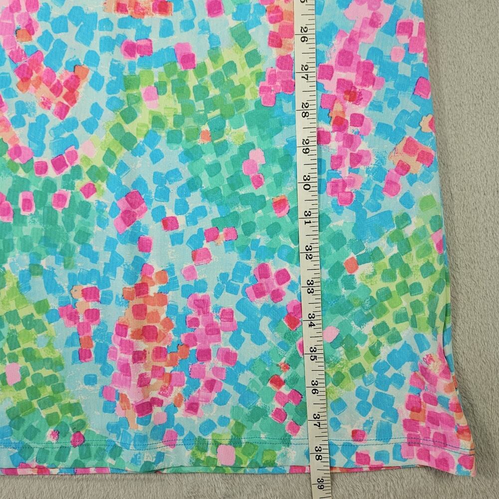 Sea Waves T Shirt Dress Womens Sz S Blue Pink Knee Length Beach Summer Vacation - Picture 10 of 10